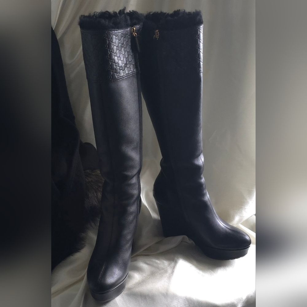 Gucci Knee-high Boots GG iconic Logo - Picture 2 of 15